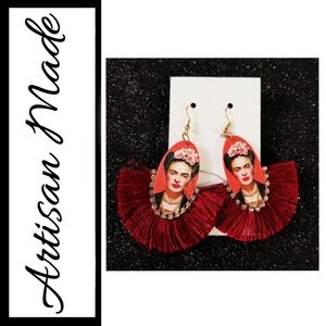 Frida Kahlo Red Artisan Earrings